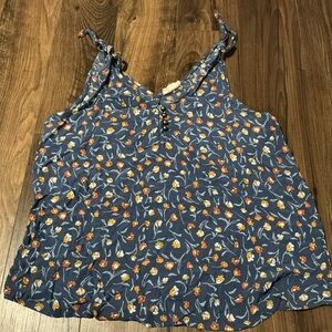 3/$15 a.n.a Floral Swing Tank Top Blue Petite Medium Boho Cottagecore Casual